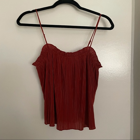 Madewell Red Plisse Cami Top - Picture 2 of 4